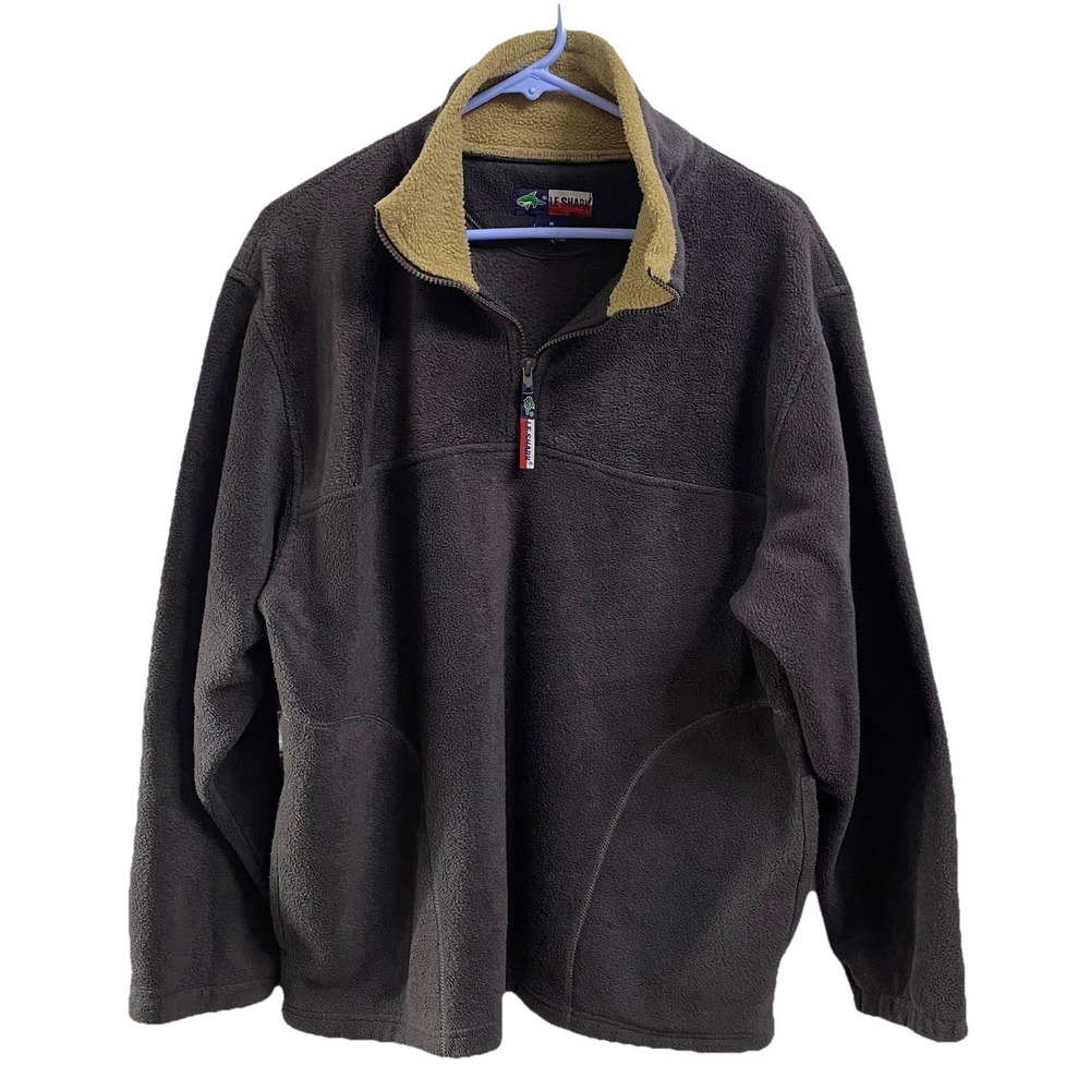 Le Shark Men's 1/4 Zip Fleece Pullover Jacket Gray&Tan Sweatshirt Sz.‎ M